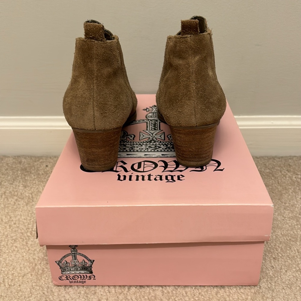 Faux Suede Tan Ankle Booties - Picture 3 of 9